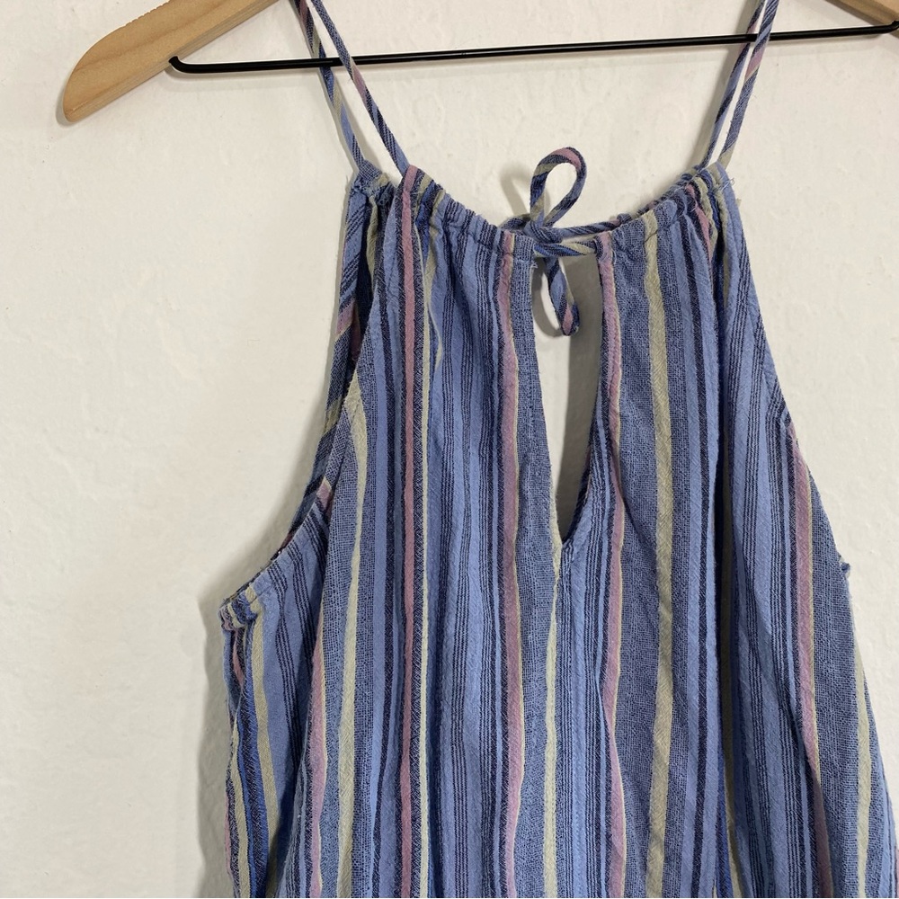 Universal Threads Women’s M Cotton Blue Striped Sleeveless Pantsuit Casual - Picture 3 of 7